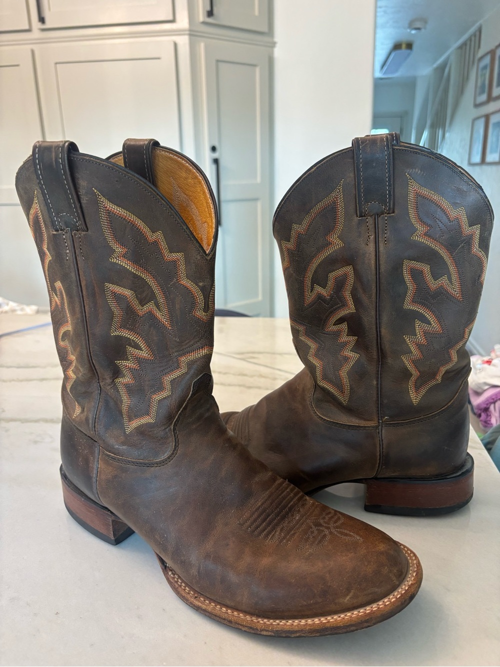 Vintage 90s Leather Justin Bay Apache Roper Cowboy Boots 5038 USA Mens 11.5D